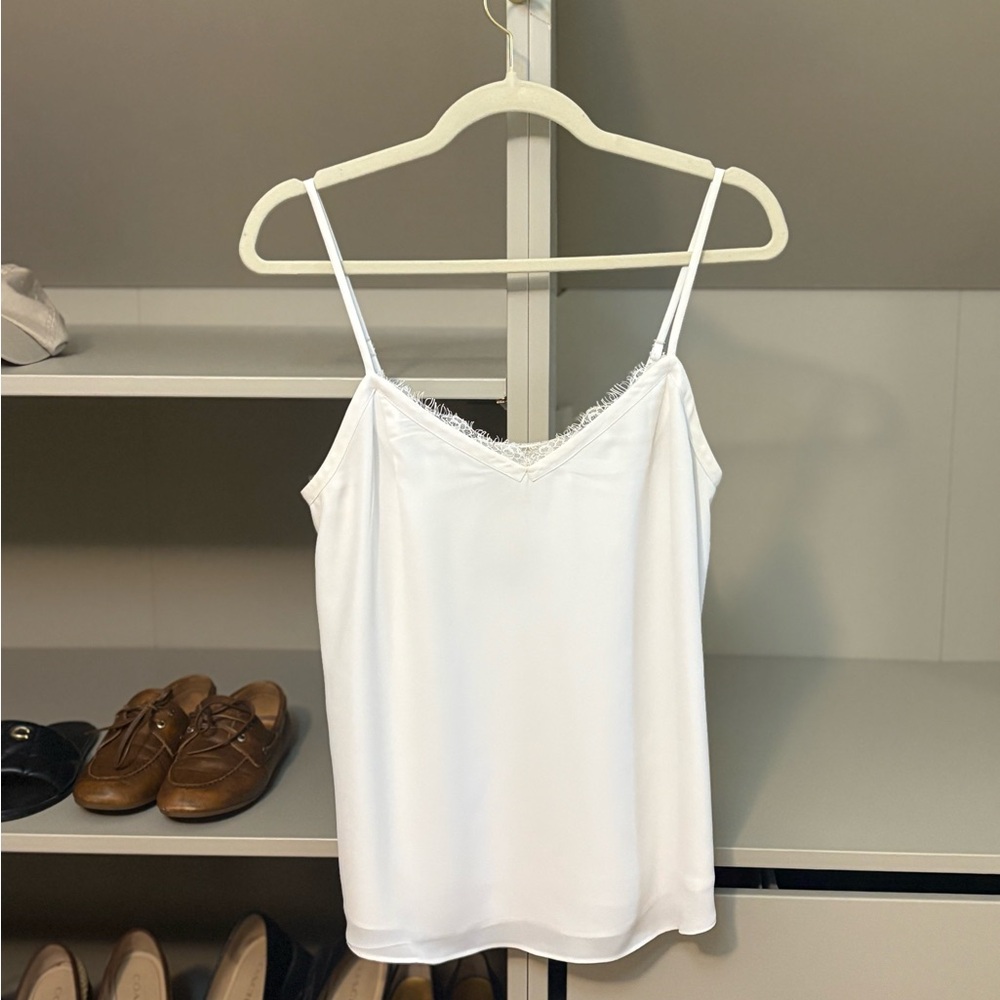 RW&CO. white Eyelash Lace-Trim Camisole, S